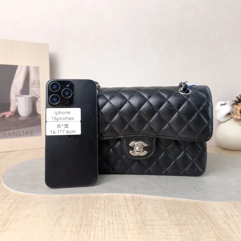 Chanel Crossbody Bag Classic Flap CF Black Grained Calfskin Small 23 × 6 × 14.5 cm — cover view 6 of 6