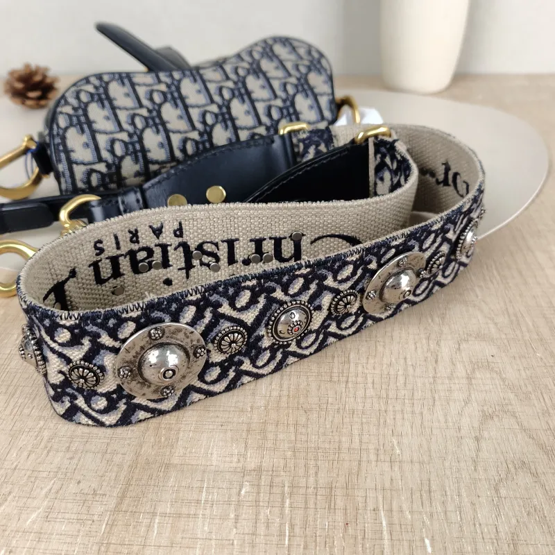 DIOR Top Handle Bag Saddle Blue Canvas Mini 19 × 6 × 15 cm — detail view 4 of 11