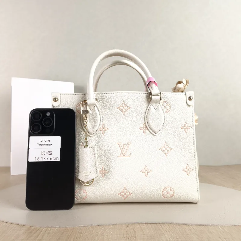 Louis Vuitton Shoulder Bag Onthego Beige · Pink Monogram Empreinte Embossed Calfskin Small 25 × 11.5 × 19 cm — cover view 4 of 5