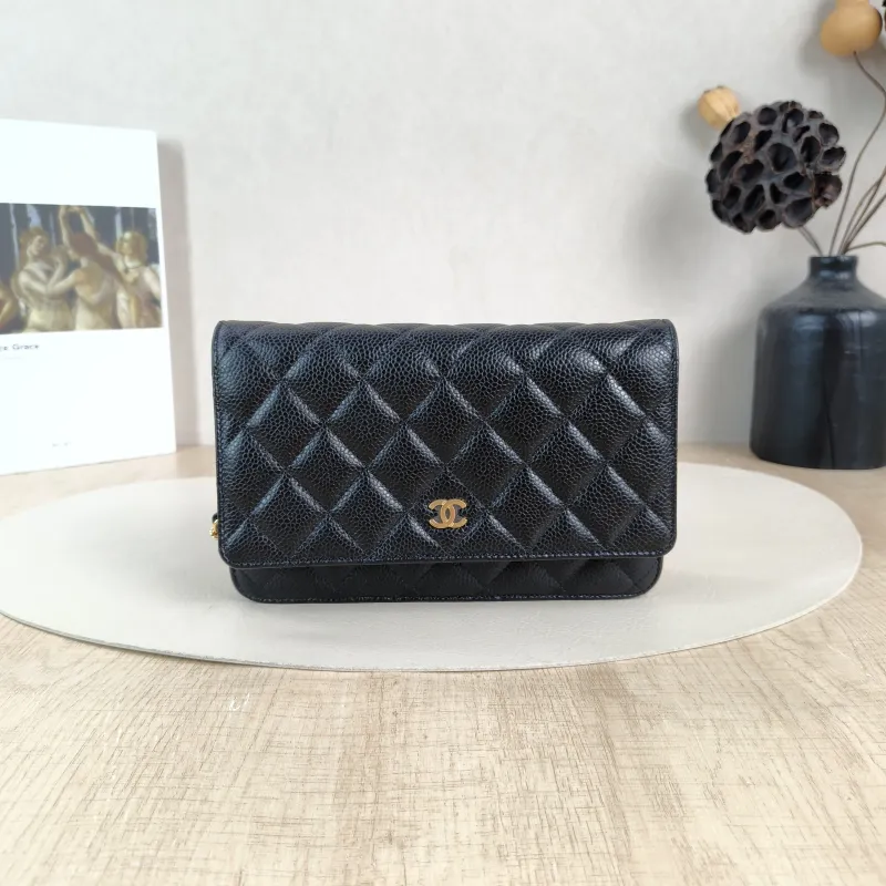Chanel Crossbody Bag Classic Flap WOC CF WOCWOC Bag Black Grained Calfskinmini19.2 × 3.5 × 12.3 cm