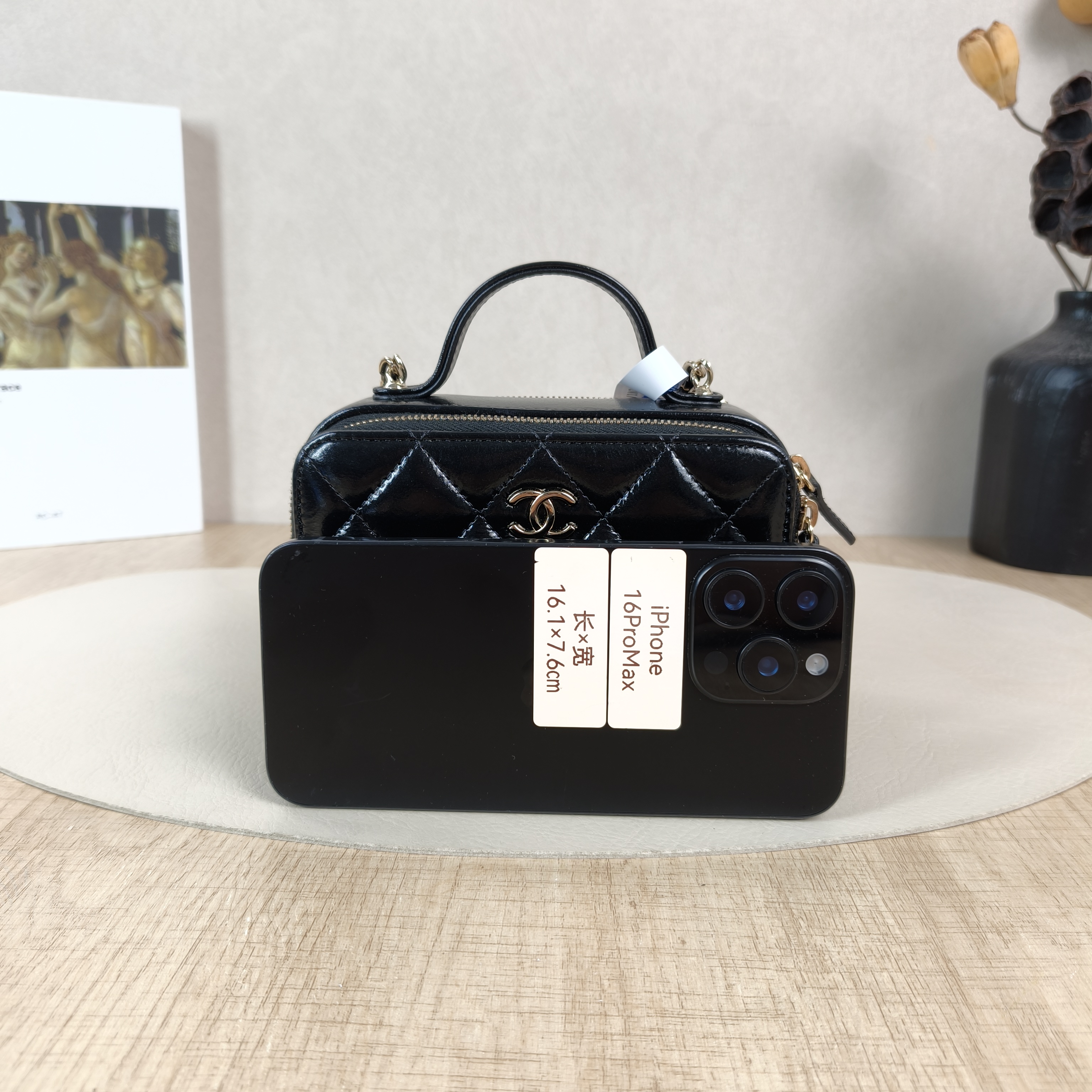 Chanel Crossbody Bag22b Camera Bag Black Waxed Leathermini15 × 7 × 10 cm — cover view 2 of 6