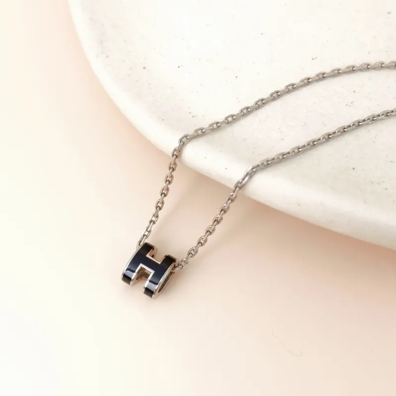 Hermès Necklace Pop HN ecklace Silver Black Mini 40cm — cover view 7 of 8