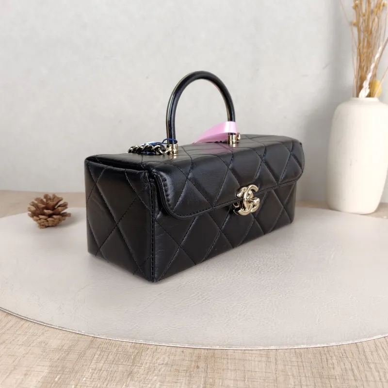 Chanel Crossbody Bag Box Bag Top Handle Crossbody Bag Black Calfskin 22 × 9 × 9.5 cm — cover view 5 of 5