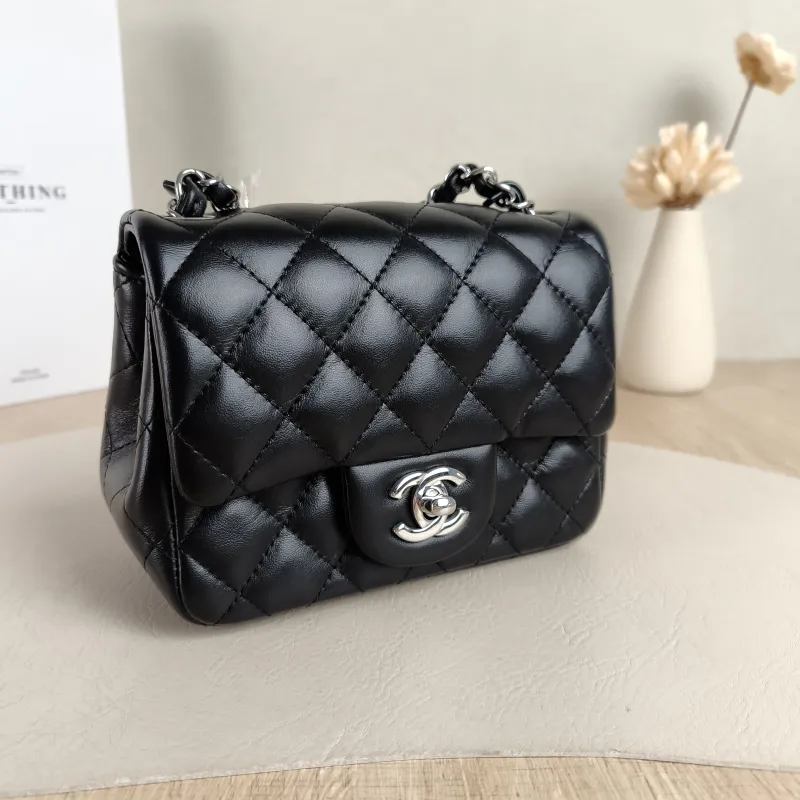 Chanel Crossbody Bag Classic Flap Mini CF Mini Black Lambskin17 × 8 × 13.5 cm — cover view 3 of 6