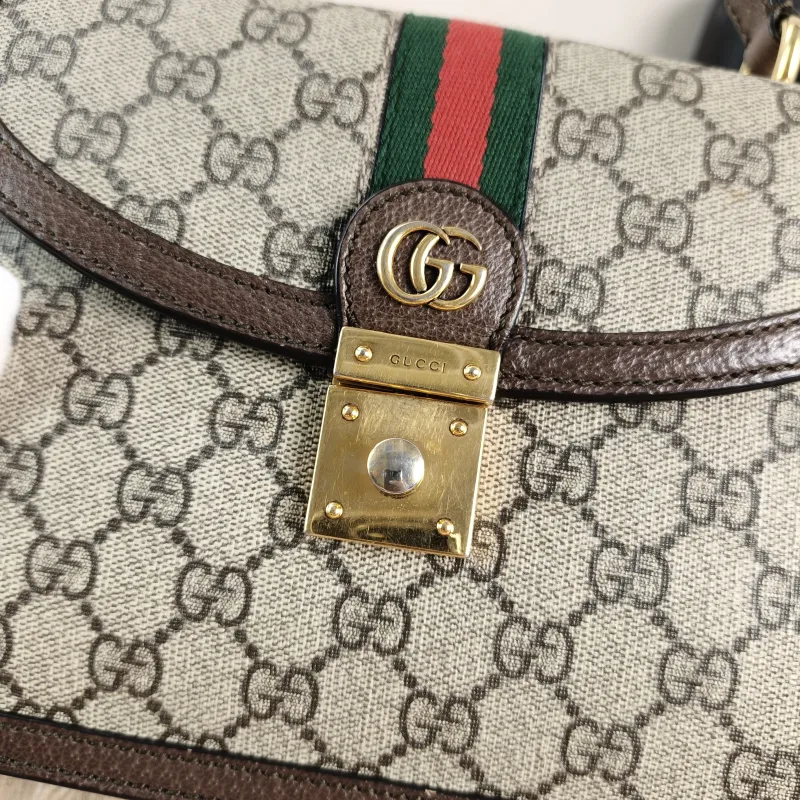GUCCI Top Handle Bag Ophidia GG Messenger Bag Monogram PVC Medium 25 × 7 × 17.5 cm — detail view 7 of 13