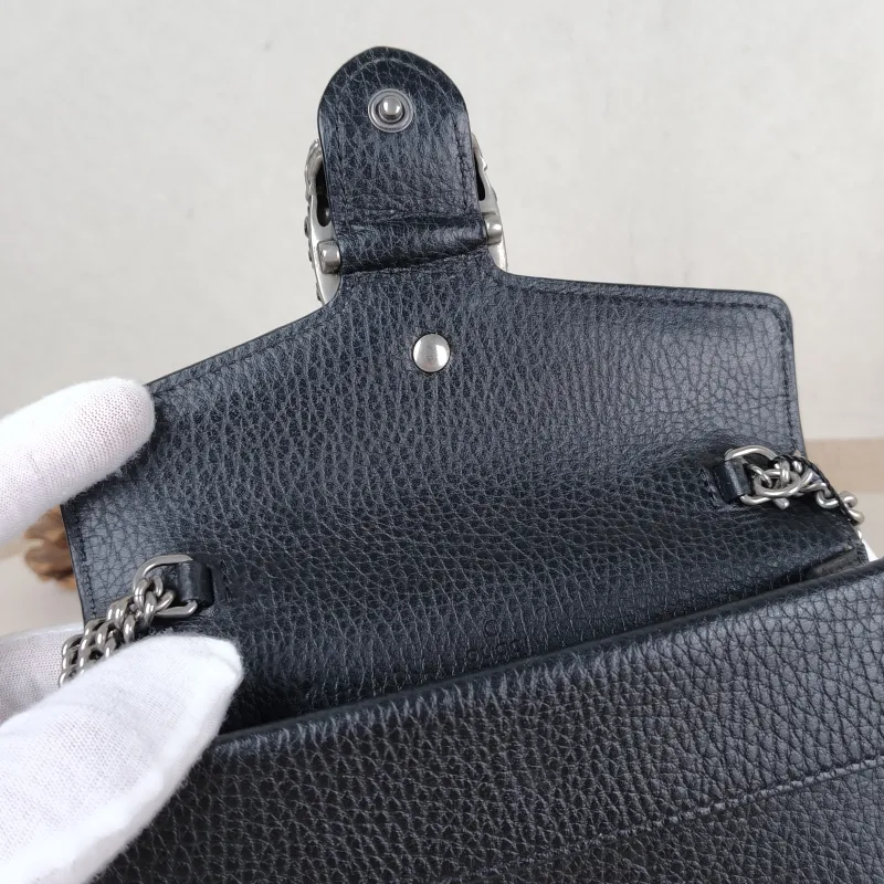 GUCCI Crossbody Bag Dionysus Black Calfskin Mini 16.5 × 4.5 × 10 cm — detail view 1 of 13