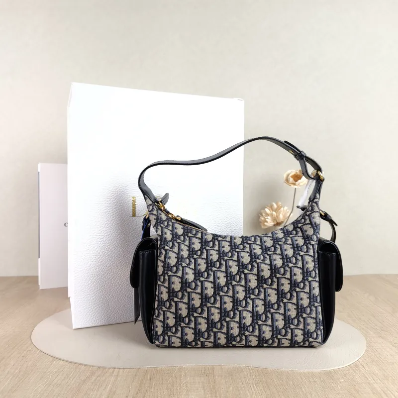 DIOR Top Handle Bag D-Dream Blue Canvas Medium 28 × 10 × 16 cm — cover view 2 of 6