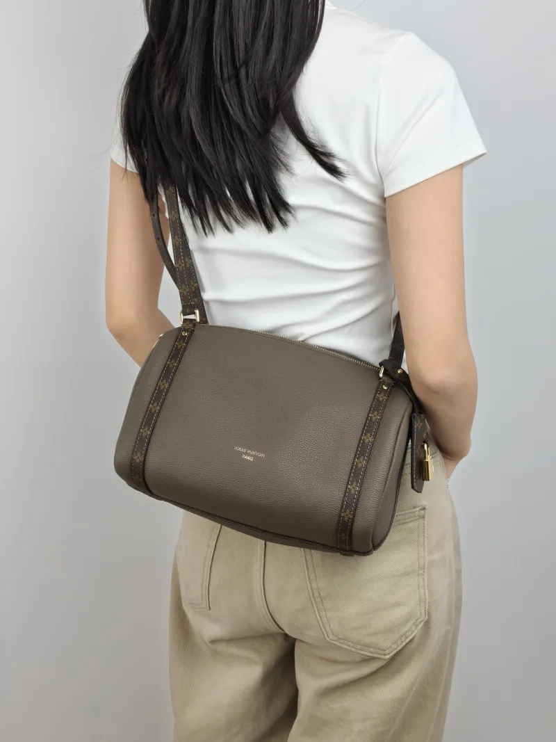 Louis Vuitton Shoulder Bag EXPRESS Shoulder Bag Grey Calfskin Small 26 × 13.5 × 17 cm — on-model view 1 of 3