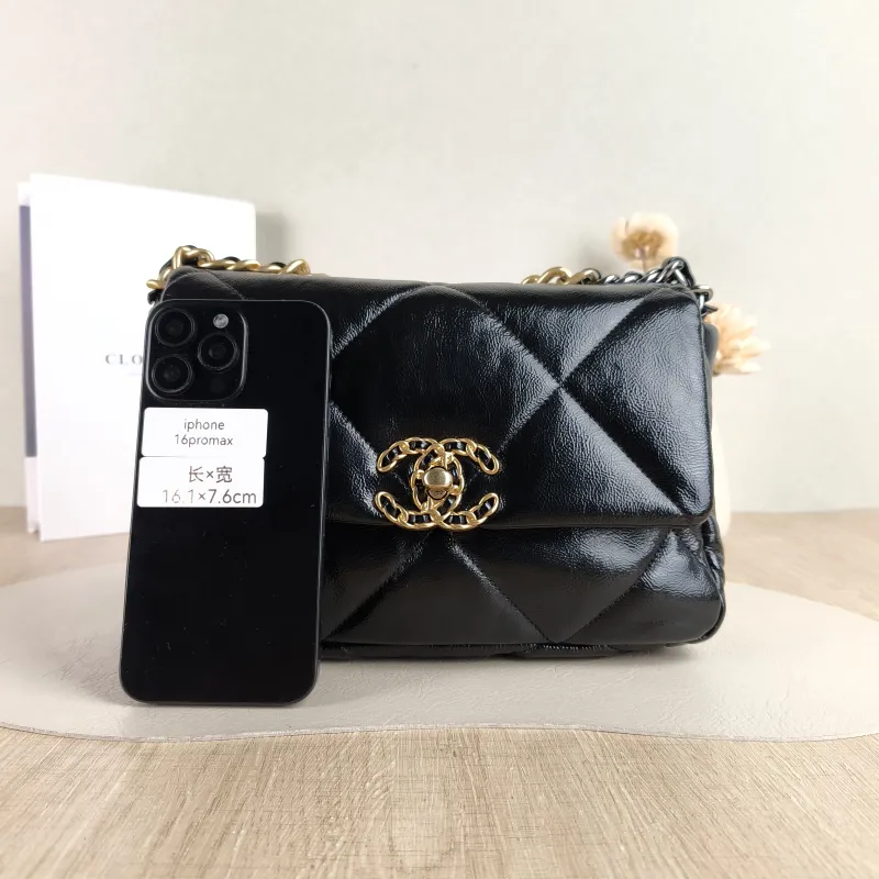 Chanel Crossbody Bag 19Bag Black Waxed Leather Small 26 × 9 × 16 cm 30 — cover view 2 of 5