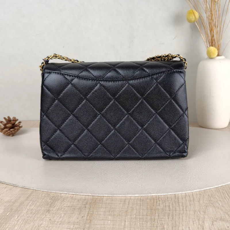 Chanel Crossbody Bag 23s Black Lambskin One Size 21 × 8 × 14 cm — cover view 3 of 5
