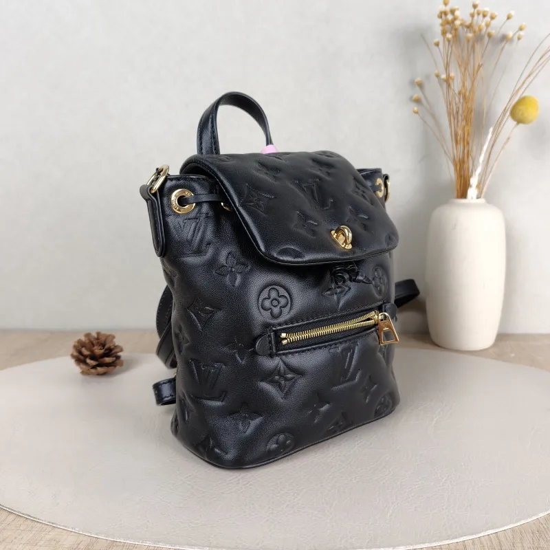 Louis Vuitton Backpack Coussin Backpack Black with Gold-Tone Hardware Lambskin Mini 15 × 7.5 × 20 cm — cover view 3 of 5