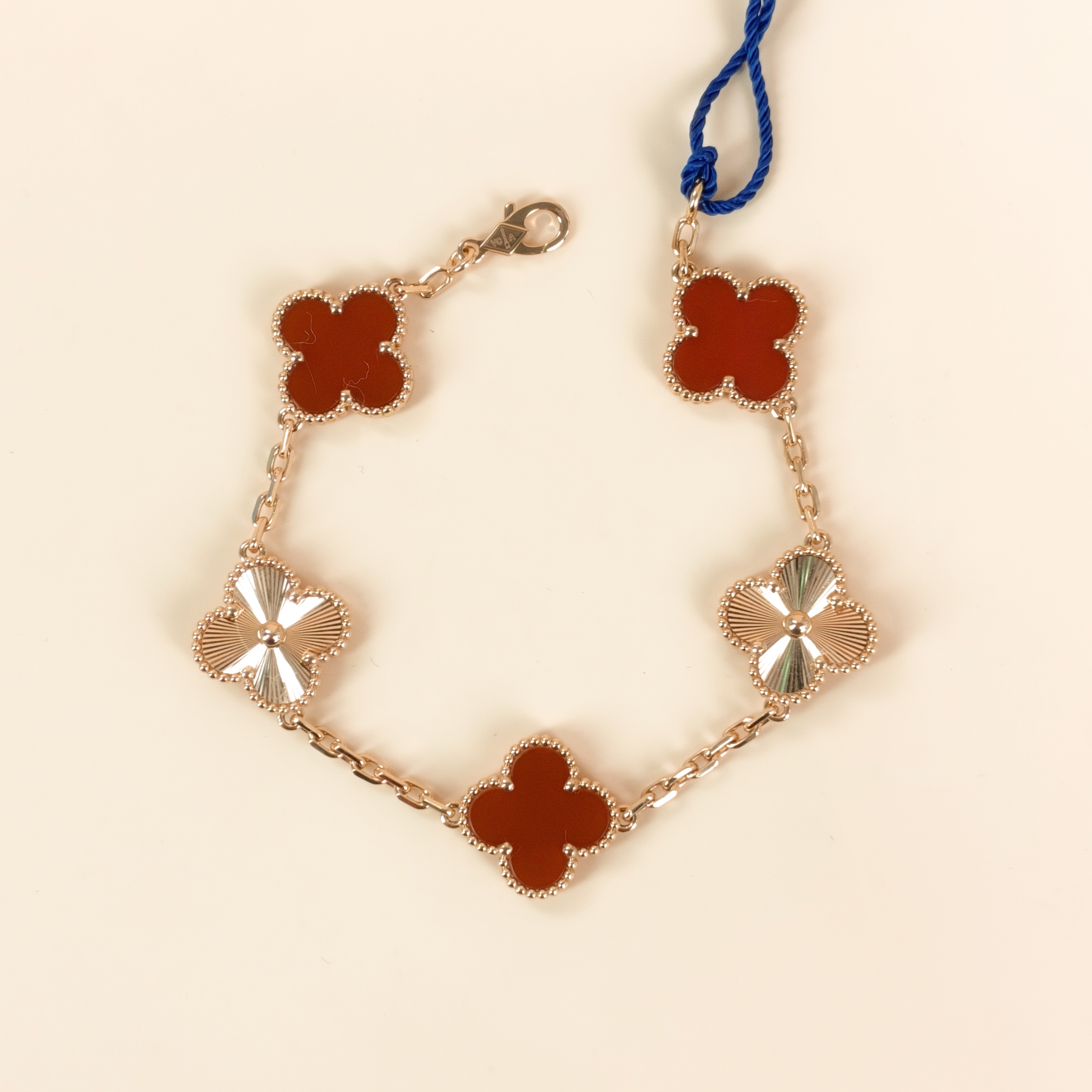 Van Cleef & Arpels Bracelet Alhambra Alhambra Collection Five-Motif Bracelet 18KR ose Gold Vintage Small16cm 3cm
