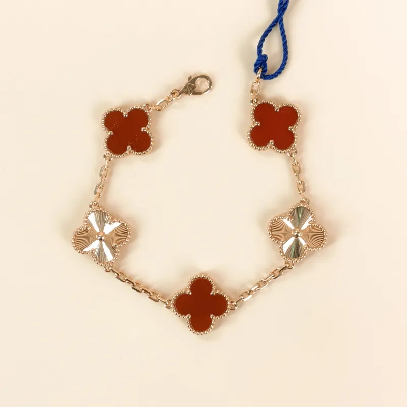 Van Cleef & Arpels Bracelet Alhambra Alhambra Collection Five-Motif Bracelet 18KR ose Gold Vintage Small16cm 3cm