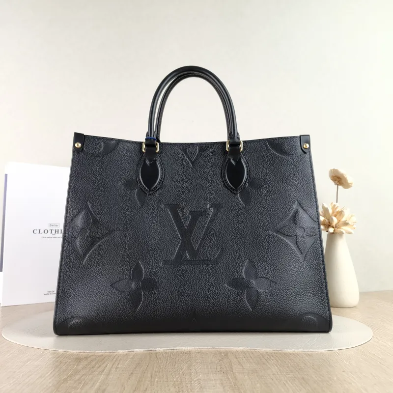 Louis Vuitton Shoulder Bag Onthego Medium Black Monogram Empreinte Embossed Calfskin Medium 35 × 14 × 27 cm
