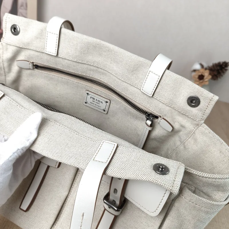 PRADA Shoulder Bag Route Tote Bag Canvas · Calfskin Large 34 × 17 × 25 cm — detail view 10 of 12