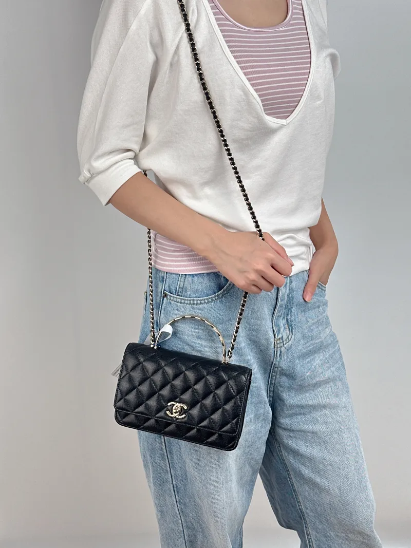 Chanel Crossbody Bag coco crush woc Black Grained Calfskinmini19.2 × 3.5 × 12.3 cm — on-model view 2 of 3