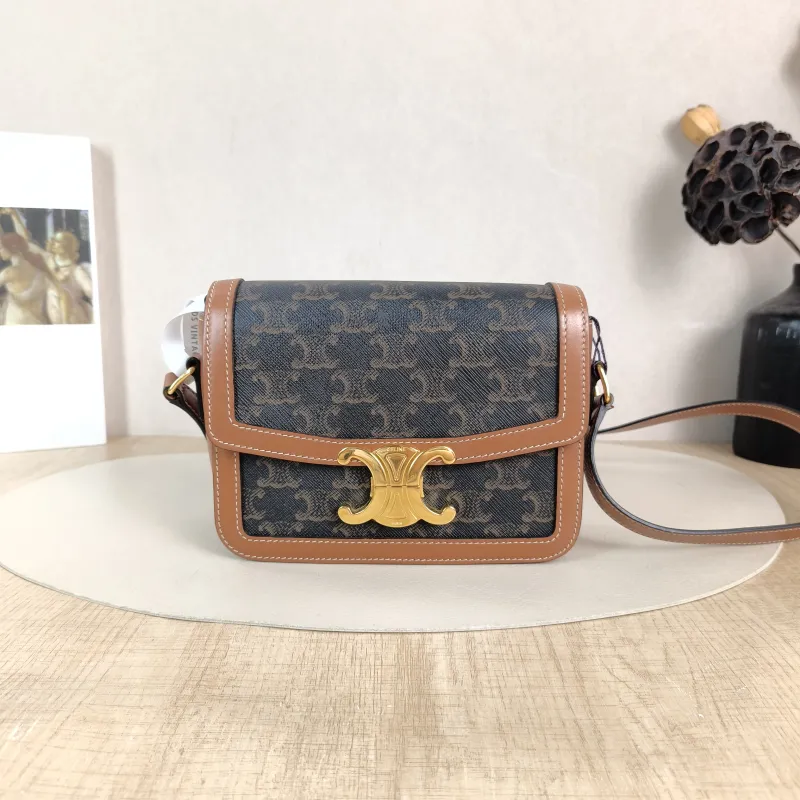 CELINE Crossbody Bag Teen Triomphe Monogram PVC Small 18.5 × 7 × 13.5 cm