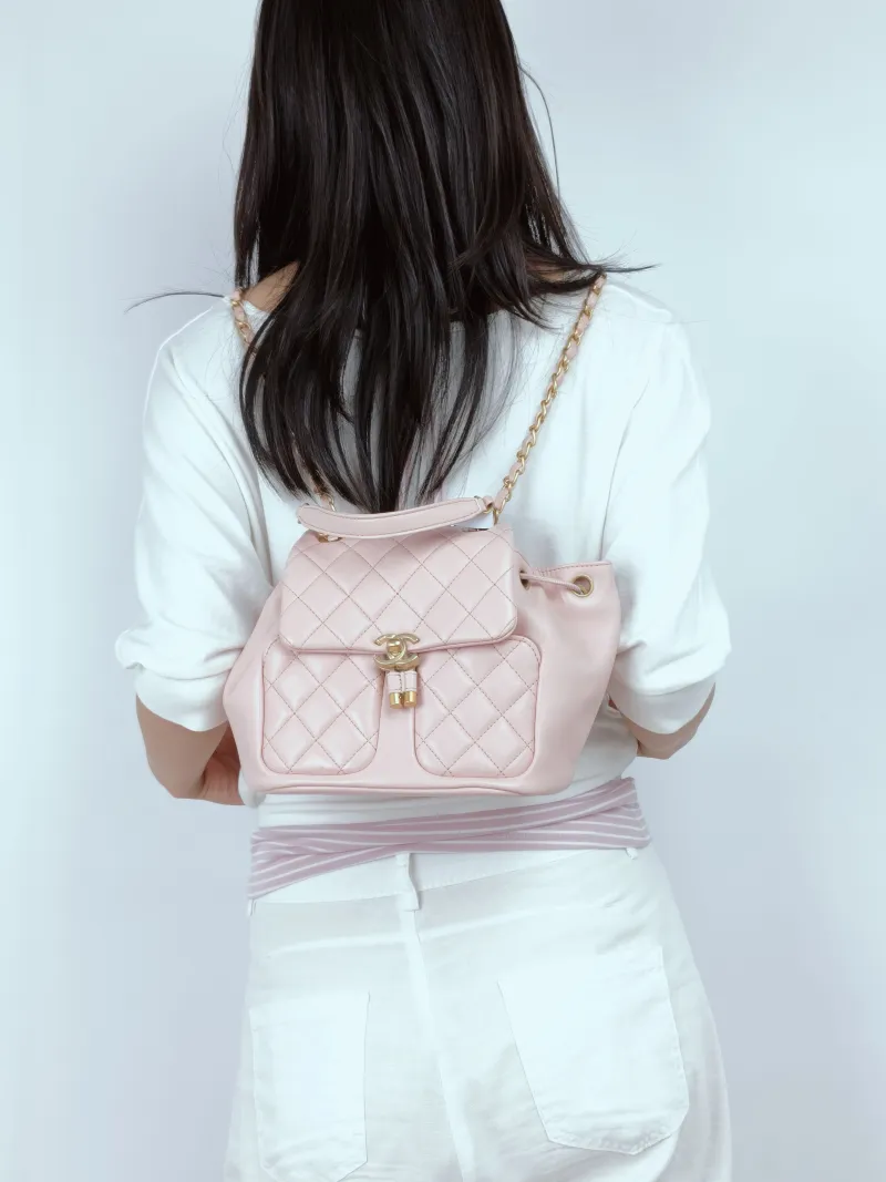 Chanel Crossbody Bag23k Backpack Pink Lambskin One Size20 × 12 × 23 cm — on-model view 2 of 3