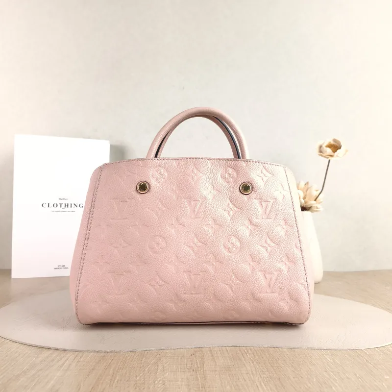 Louis Vuitton Top Handle Bag Montaigne Pink Calfskin BB 29 × 13 × 20 cm