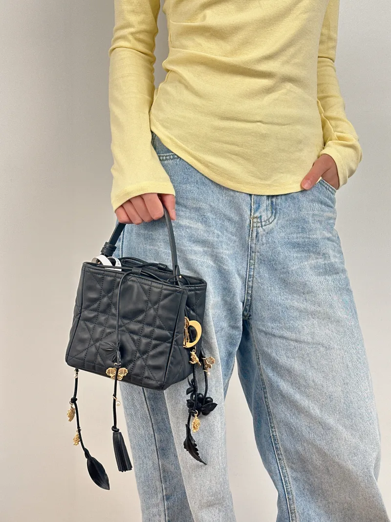 DIOR Shoulder Bag Nolita Black Calfskin One Size 14 × 14 × 14 cm — on-model view 3 of 3