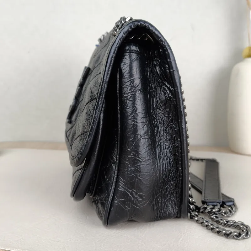 SAINT LAURENT Crossbody Bag Niki Black Waxed Leather Calfskin Small 21 × 7.5 × 16 cm — detail view 9 of 13