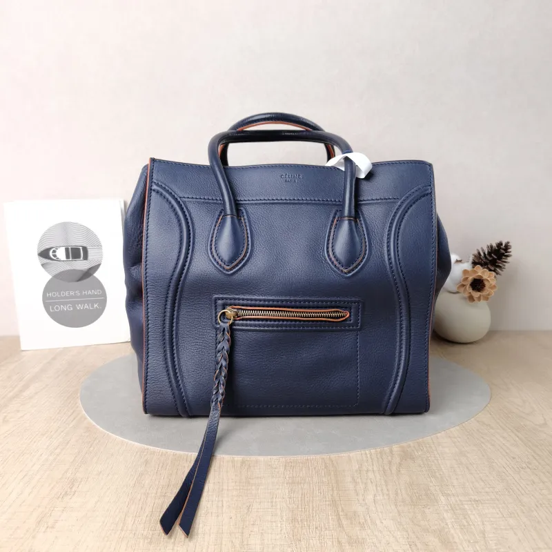 CELINE Top Handle Bag Luggage Phantom Navy Calfskin Medium30 × 24 × 28 cm