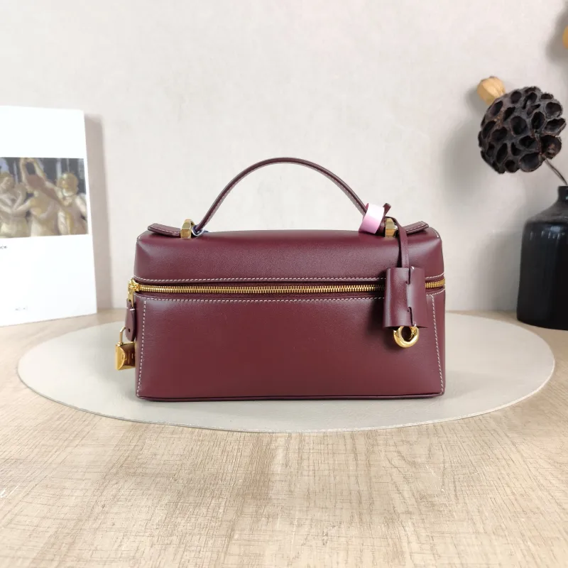 Loro Piana Crossbody Bag Extra Bag L23 Burgundy Calfskin One Size 23 × 7 × 12 cm