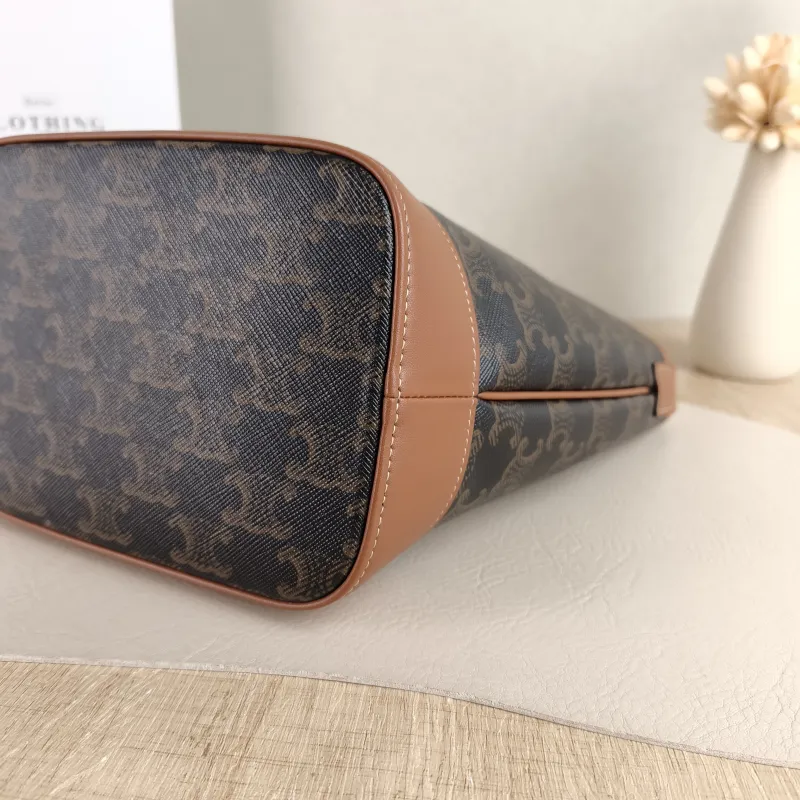 CELINE Crossbody Bag Triomphe Bucket Bag Monogram PVC Small 22 × 13 × 26 cm — detail view 9 of 9