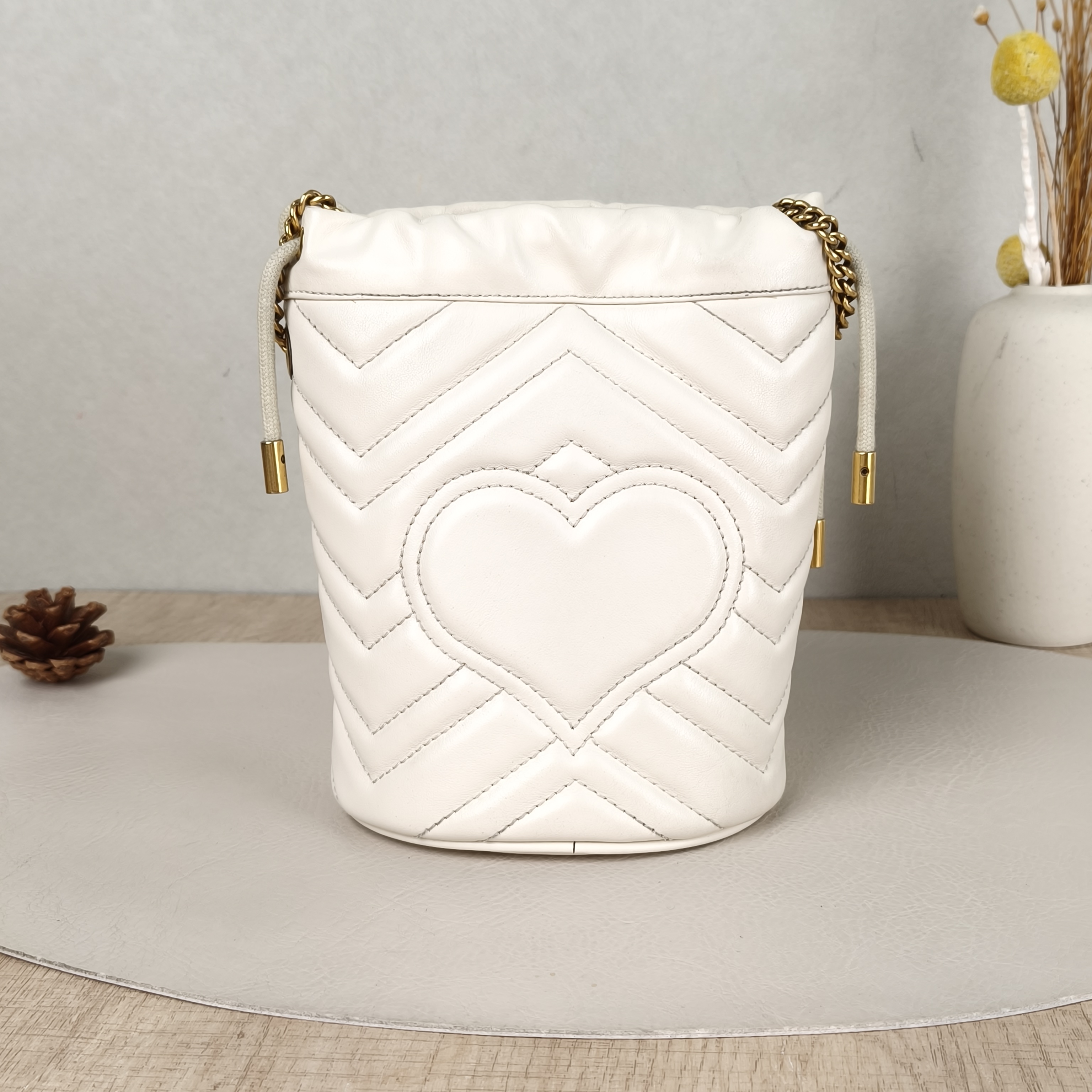 GUCCI Crossbody Bag GG Marmont Marmont Bucket Bag White Calfskinmini14 × 13 × 17 cm — cover view 2 of 5