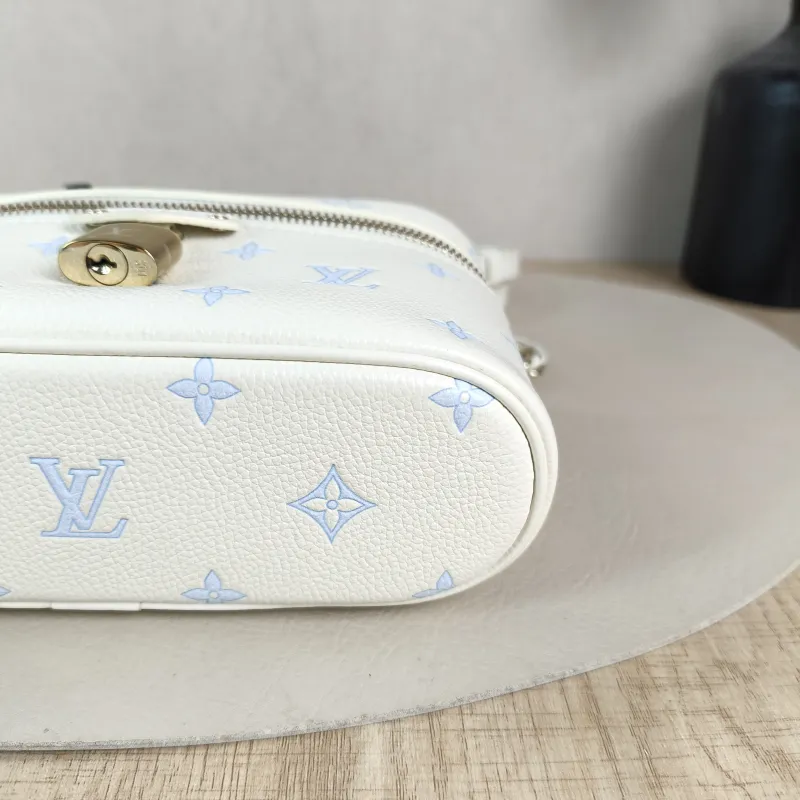 Louis Vuitton Shoulder Bag VANITY POUCH Cosmetic Bag White · Blue Calfskin One Size 19 × 6.5 × 11.5 cm — detail view 1 of 14