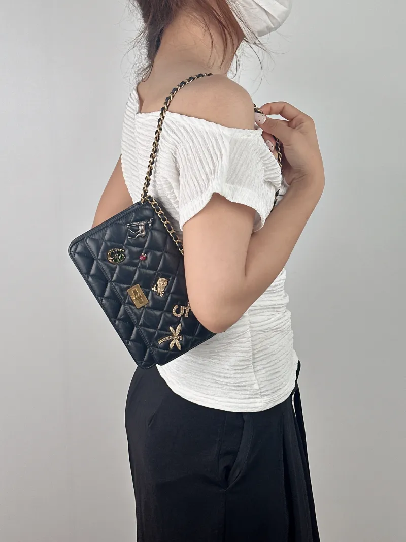 Chanel Crossbody Bag Edition2.55 woc Black Calfskin Mini 19.2 × 3.5 × 12.3 cm 24 — on-model view 2 of 2