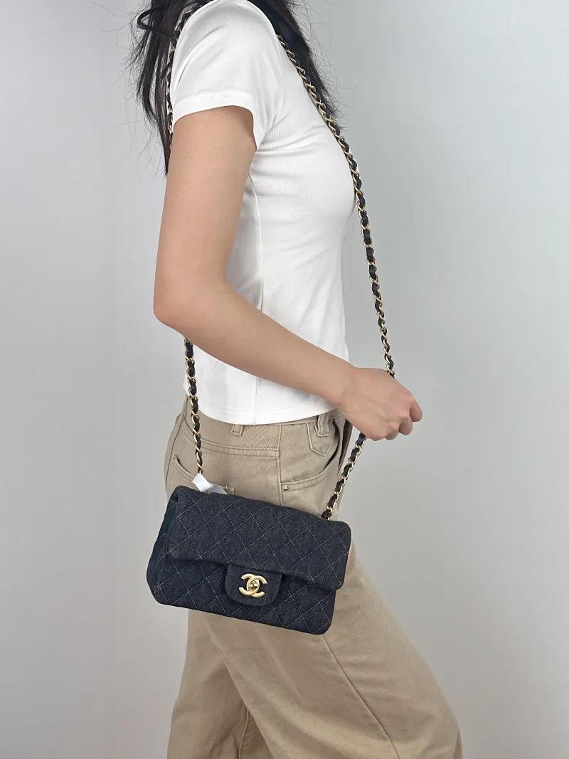 Chanel Crossbody Bag Classic Flap Large Mini CF Mini Navy mini 20 × 6 × 12 cm — on-model view 1 of 2