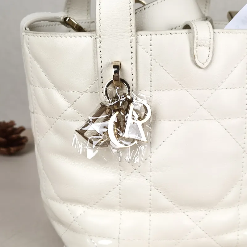 DIOR Top Handle Bag TOUJOURS Edition White Gold Calfskin Mini 13 × 12 × 15 cm — detail view 2 of 10