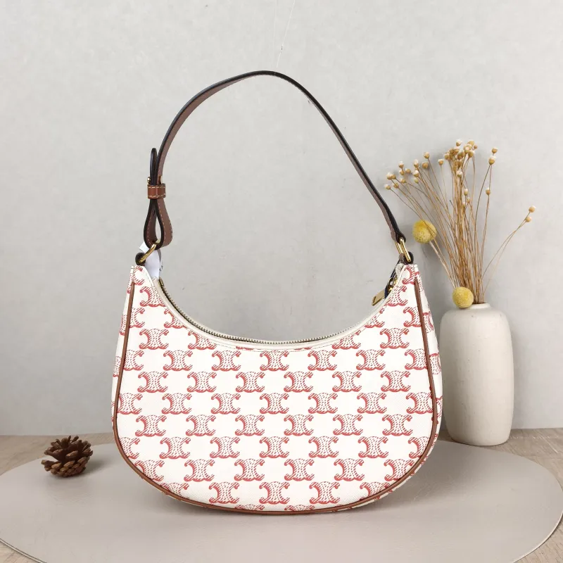 CELINE Shoulder Bag AVA White Red PVC Medium 23 × 6 × 13.5 cm