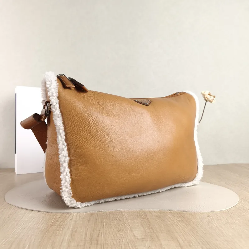PRADA Crossbody Bag Messenger Bag Crossbody Bag Brown Lambskin · One Size 34 × 12 × 25 cm — cover view 5 of 5