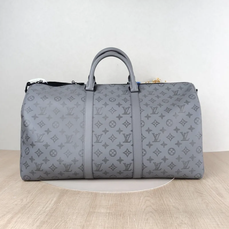 Louis Vuitton Top Handle Bag Keepall 50 Shoulder Strap Edition Grey Calfskin One Size 50 × 23 × 29 cm — cover view 5 of 5