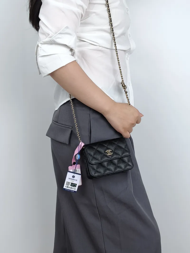 Chanel Crossbody Bag Crossbody Bag Black Grained Calfskin One Size 13 × 4 × 10 cm — on-model view 1 of 2