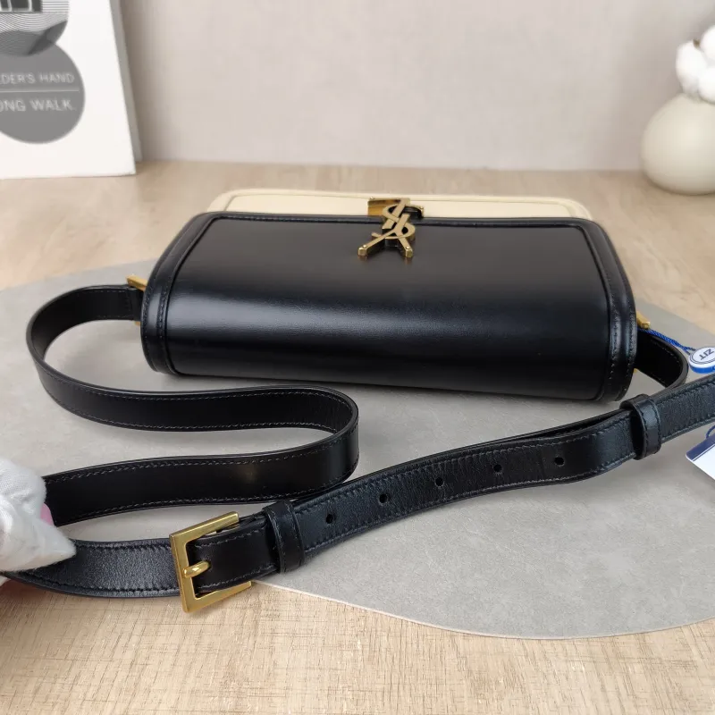 SAINT LAURENT Crossbody Bag Solferino Box Shoulder Bag Beige Black Calfskin Medium 23 × 16 × 7 cm — detail view 3 of 12