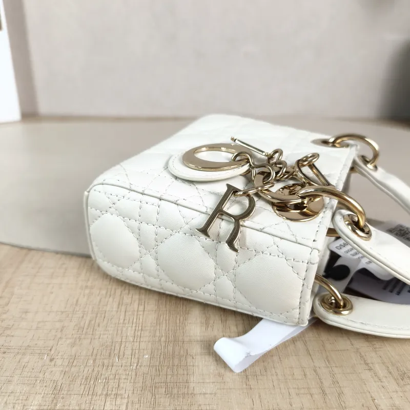 DIOR Crossbody Bag Lady Lady Dior Bag White Lambskin Mini 12 × 5 × 10 cm — detail view 2 of 11