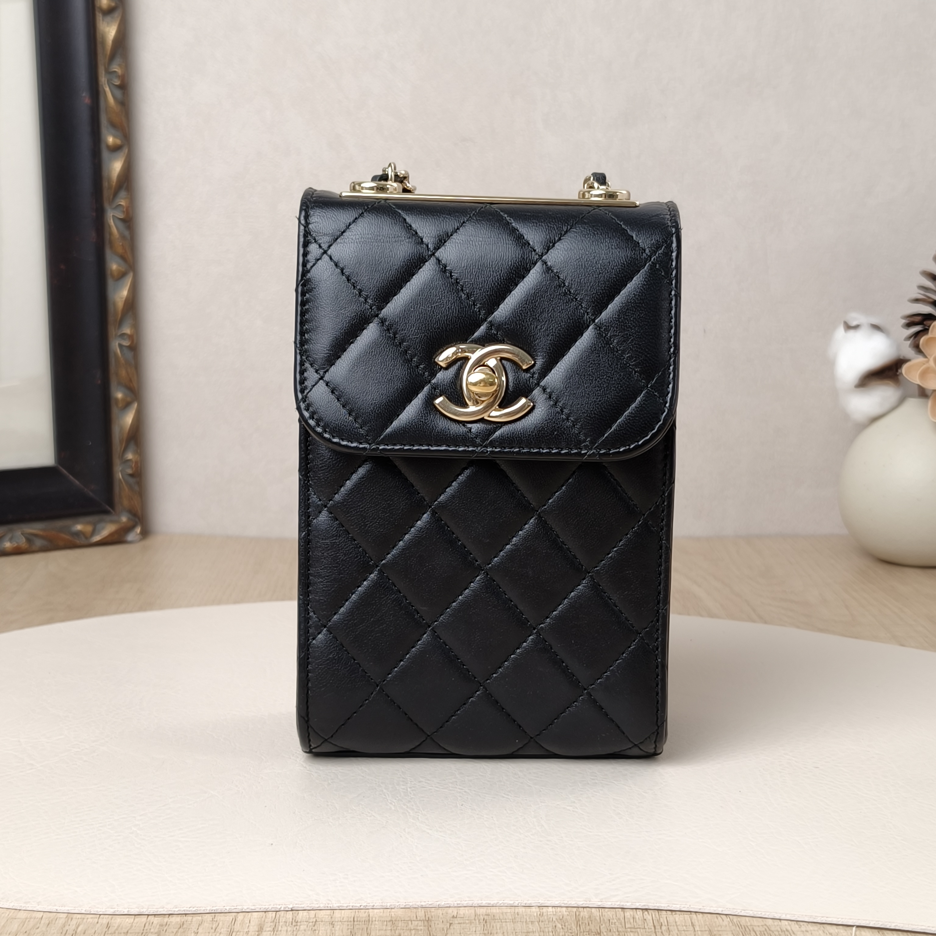 Chanel Black with Gold-Tone Hardware Lambskin24 · Dust Bag · Box · 11 × 5.5 × 17 cm