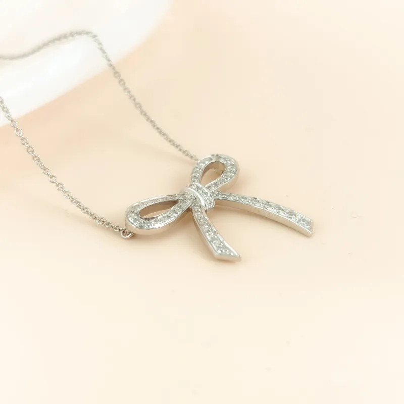 Tiffany&Co. Necklace Bow Pavé Diamond 950Diamond One Size 40cm — cover view 8 of 9