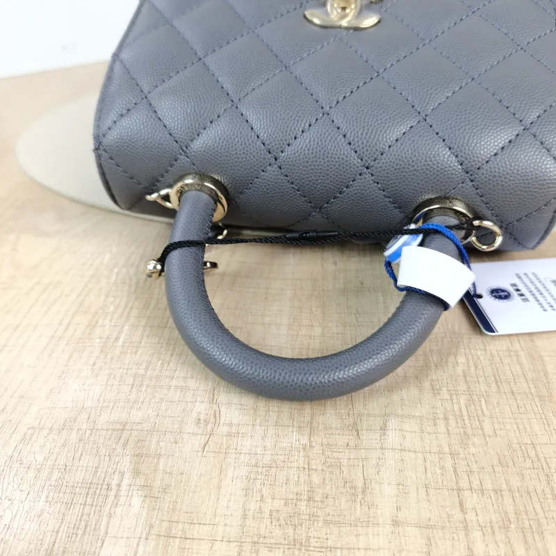 Chanel Crossbody Bag Coco Handle​ Dark Grey Grained Calfskin Mini 19 × 9 × 13 cm — detail view 12 of 14