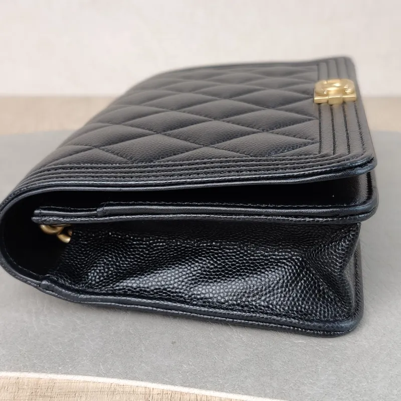 Chanel Crossbody Bag Le Boy​ WOC Black Grained Calfskin Mini 19.2 × 3.5 × 12.3 cm — detail view 3 of 13
