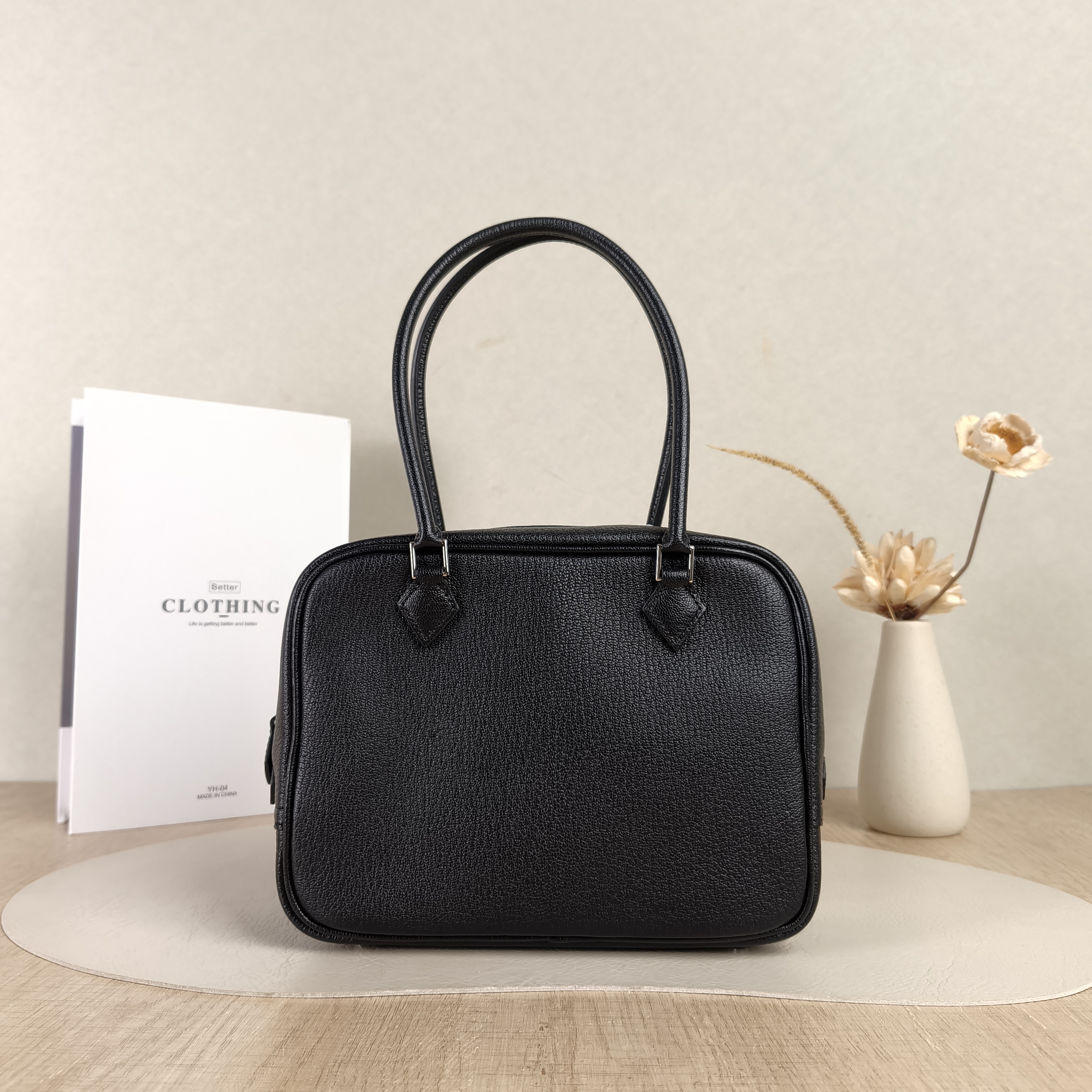 Hermès Top Handle Bag Plume 21 Black Lambskinmini21 × 8 × 15 cm