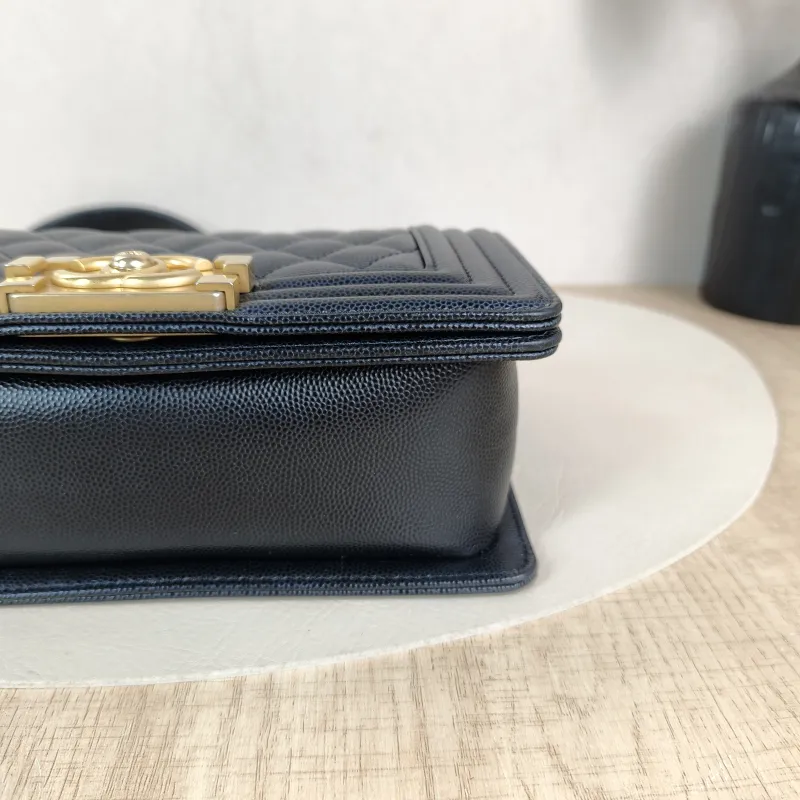 Chanel Crossbody Bag Le Boy​ Black Grained Calfskin Small 20.5 × 8.5 × 12 cm — detail view 8 of 12