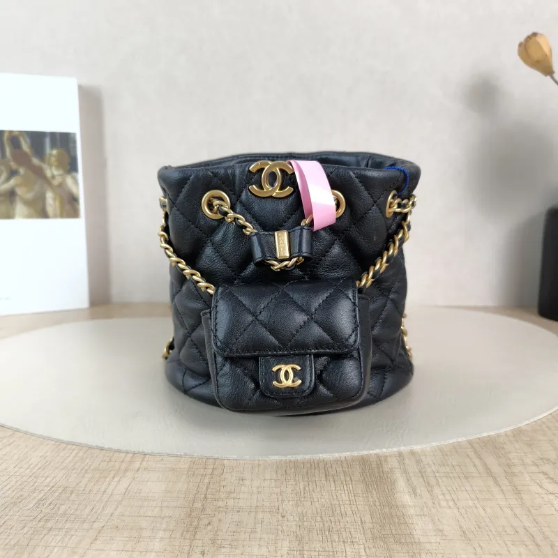 Chanel Backpack Backpack Black Calfskin Small16.5 × 12 × 16 cm