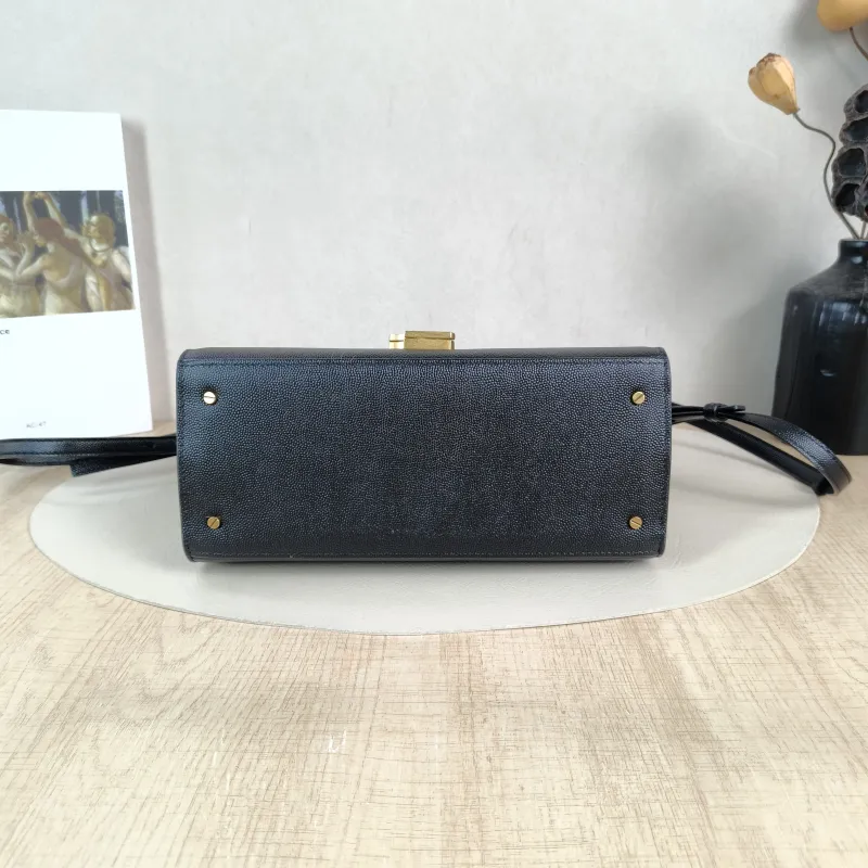 SAINT LAURENT Shoulder Bag Cassandra Shoulder Bag Black with Gold-Tone Hardware Grained Calfskin Medium 24.5 × 11.5 × 20 cm — cover view 2 of 5