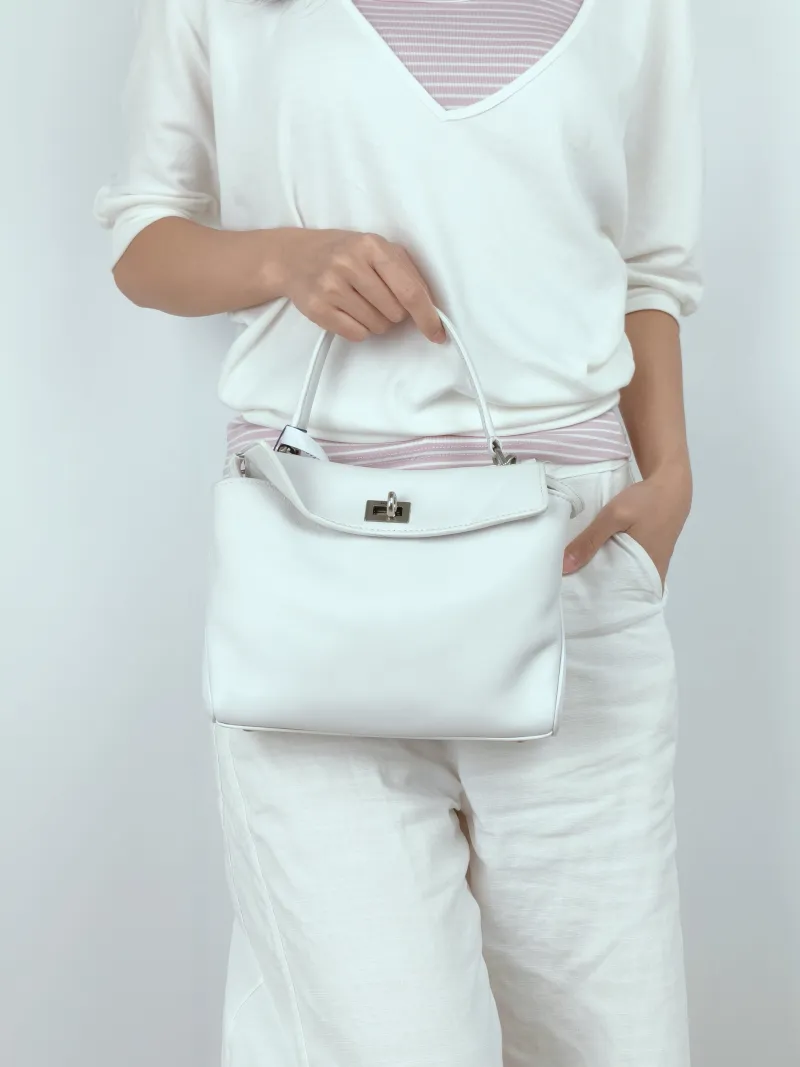BALENCIAGA Crossbody Bag RODEO White Calfskinmini23 × 10 × 17 cm — on-model view 3 of 3