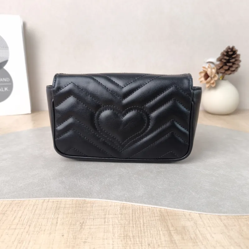 GUCCI Crossbody Bag GG Marmont Mini Marmont Mini Black Calfskin Mini 16.5 × 4.5 × 9.5 cm — cover view 4 of 5