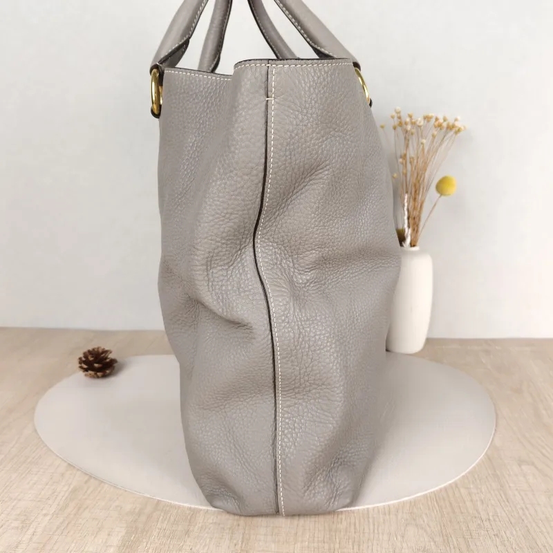 PRADA Top Handle Bag Tote Bag Grey Calfskin One Size36 × 11 × 35 cm — detail view 2 of 13
